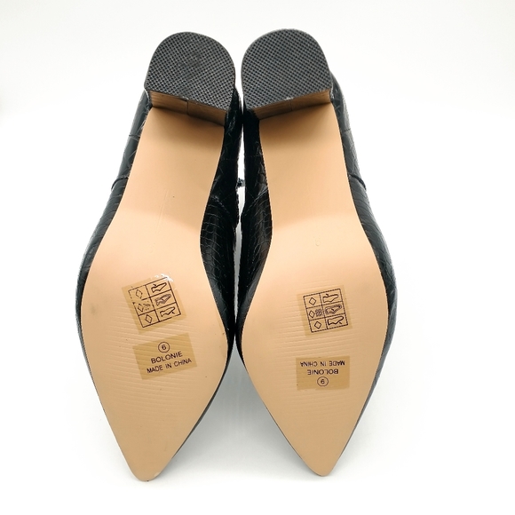 Catherine Malandrino Black Ankle Boots Snakeskin - Picture 6 of 9